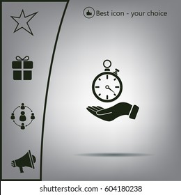 flat hand giving the clock icon 