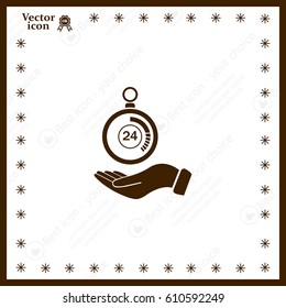 flat hand giving the clock icon 