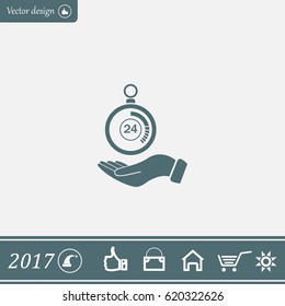 flat hand giving the clock icon 