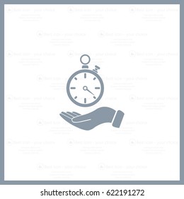 flat hand giving the clock icon 