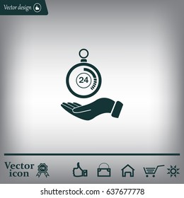 flat hand giving the clock icon 