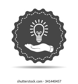 flat hand giving light lamp bulb icon - vector illustration