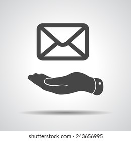 flat hand giving the mail icon