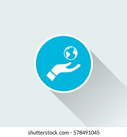 flat hand globe icon