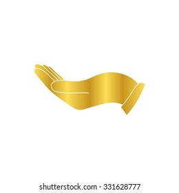 flat of the hand - gold vector icon