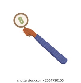 Símbolo de ocho círculos con la mano plana. Mano aumentar el Comentarios con la tasa y el rango, ofreciendo voto y revisión. Concepto de satisfacción Cliente, elemento aislado, estilo moderno.