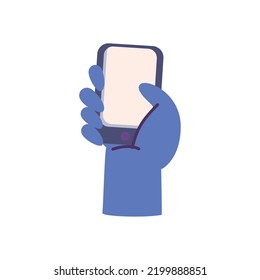 flat hand holdin a smartphone over white