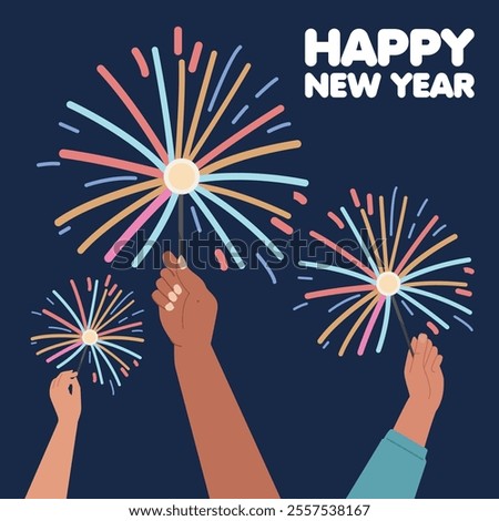 Similar – Image, Stock Photo Hand holds a sparkling sparkler in the black sky