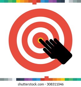 Flat hand icon clicking on target.