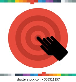 Flat hand icon clicking on target.