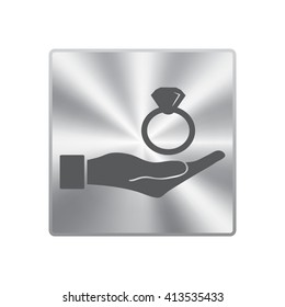 flat of the hand icon with Diamond ring vector icon 