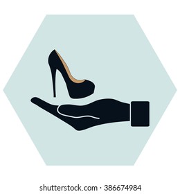 flat of the hand icon with Elegant womens high heel shoe