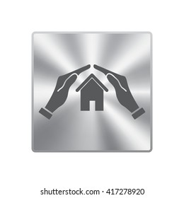 flat of the hand icon and Home icon 