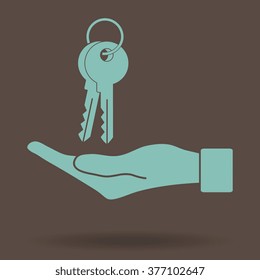flat of the hand icon with Key icon