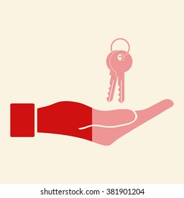 flat of the hand icon with Key icon