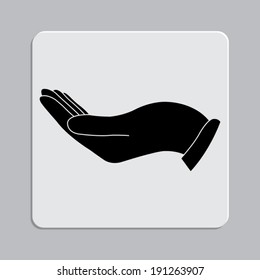 flat of the hand icon on a grey flat button