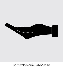 flat of the hand icon on a grey background