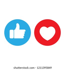 Flat hand wie Social Network Symbol mit rotem Herzen. Vektorgrafik sozialer Medien Facebook, Facebook-Symbol