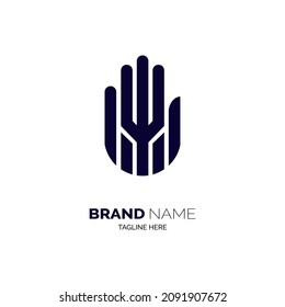 flat of the hand logo design template for brand or company and other