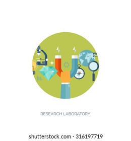 Flat hand with magnet. Research laboratory concept.