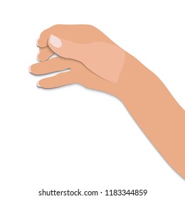 Flat- hand of man holds presumed glass of alcoholic beverage on white background. Vector Illustration. EPS10