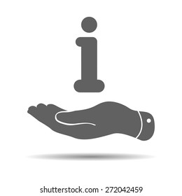 flat hand offers information icon on a white background