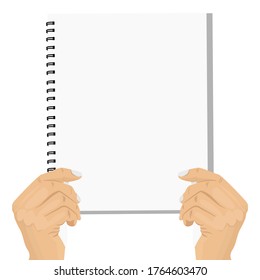 Flat hand and paper design with white background. Announcement template