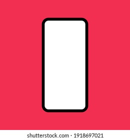 Flat hand phone with red background empty screen mockup mobile app