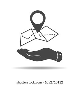 flat hand showing Map icon in trendy flat style isolated on white background