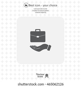 flat hand showing portfolio case icon
