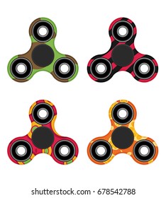 Flat Hand spinner color set vector