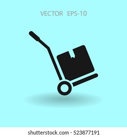 Icono de camión de mano plana, ilustración de vector