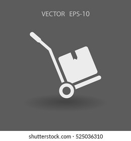 Flat Hand truck icon, vector illustration