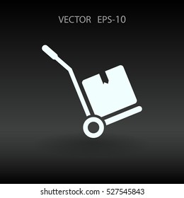 Icono de camión de mano plana, ilustración de vector