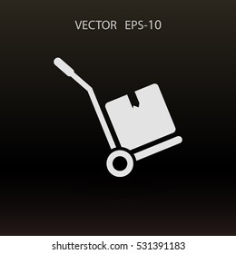 Flat Hand truck icon, vector illustration