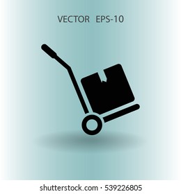 Flat Hand truck icon, vector illustration