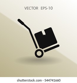 Flat Hand truck icon, vector illustration