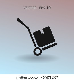 Flat Hand truck icon, vector illustration