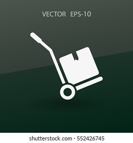 Flat Hand truck icon, vector illustration