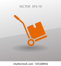 Icono de camión de mano plana, ilustración de vector