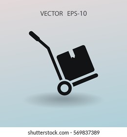 Icono de camión de mano plana, ilustración de vector
