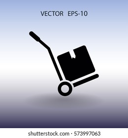 Flat Hand truck icon, vector illustration