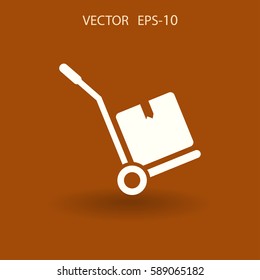 Icono de camión de mano plana, ilustración de vector