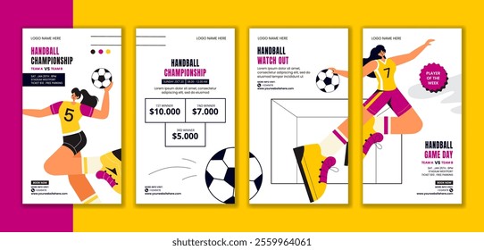 Flat Handball Sports Illustration for Social Media Stories Background Template