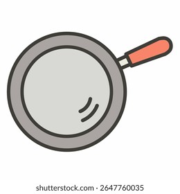 Ilustração plana da frigideira desenhada à mão. Adequado para conteúdo de receitas, ícones de culinária ou gráficos digitais relacionados a alimentos.
