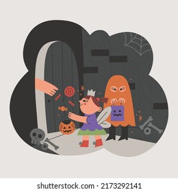 Flat handdrawn vector of children halloween illustration