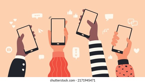 Flat Hands Holding Mobile Phone