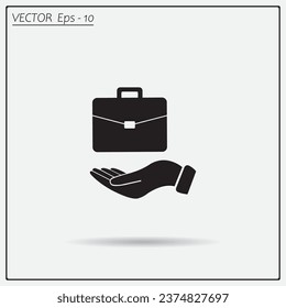 flat hands showing portfolio case icon