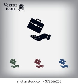 flat hands showing portfolio case icon