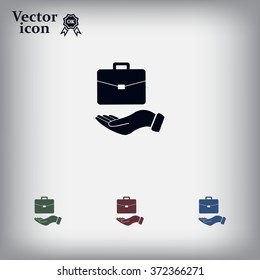 flat hands showing portfolio case icon